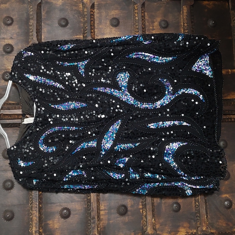 Ladies Guide Sequined Beaded Top Goddess Complex Vintage